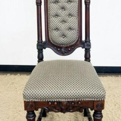 Sale Photo Thumbnail #266: 1266	VICTORIAN UPHOLSTERED CHIAR WITH TUFTED BACK, APPROXIMATELY 18 IN X 17 1/4 IN X 47 IN
