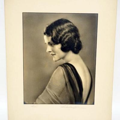 Sale Photo Thumbnail #103: 1103	H RICHARDSON CREMER PHOTOGRAPHER (1878-1942) NEW YORK, NEW JERSEY, PHOTO CA 1930 OF WOMAN TITLED *ALICE*, EXHIBIT TAGS ON REVERSE, APPROXIMATELY 16 IN X 20 IN OVERALL
