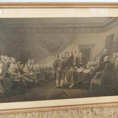 Sale Photo Thumbnail #108: 1108	LARGE FRAMED ENGRAVING OF THE SIGNING OF THE DECLARATION OF INDEPENDENCE, APPROXIMATELY 26 IN X 36 IN OVERALL

