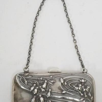 Sale Photo Thumbnail #190: 1190	ART NOUVEAU SILVER LADIES COIN PURSE, APPROXIMATELY 3 IN X 2 IN 
