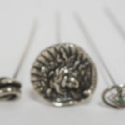 Sale Photo Thumbnail #199: 1199	GROUP OF ASSORTED ANTIQUE SILVER LADIES HAT PINS
