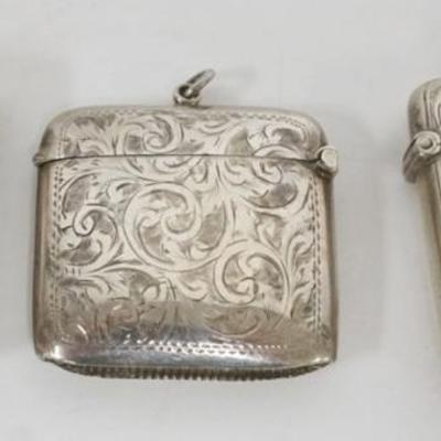 Sale Photo Thumbnail #210: 1210	GROUP OF 3 REPOUSSE STERLING MATCH SAFES, 2.4 OZT
