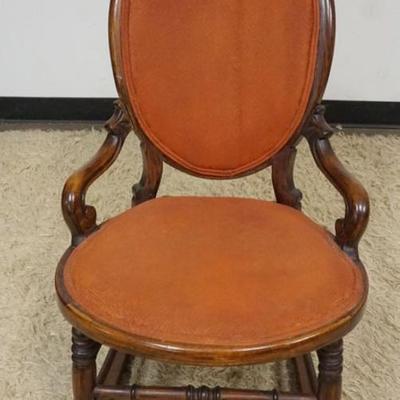 Sale Photo Thumbnail #240: 1240	ANTIQUE ROSEWOOD NURSING ROCKER, APPROXIMATELY 20 IN X 32 IN X 33 IN H
