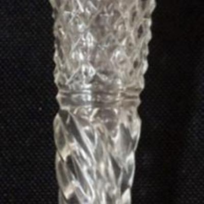 Sale Photo Thumbnail #167: 1167	REPOUSSE STERLING SILVER AND CUT GLASS TEAR DROP PERFUME, APPROXIMATELY 5 1/2 IN
