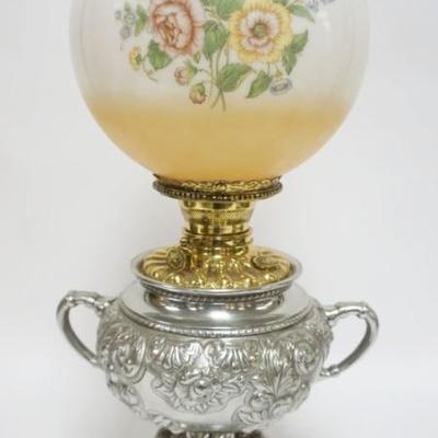 1030	BRADLEY & HUBARD NICKEL & BRASS PARLOR LAMP, HAS BEEN ELECTRIFIED
