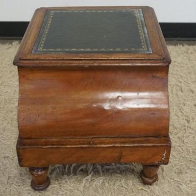 Sale Photo Thumbnail #255: 1255	ANTIQUE LIFT TOP COMMODE WITH INSET LEATHER TOP, APPROXIMATELY 16 IN X 18 IN X 16 IN H

