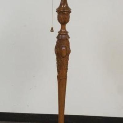 Sale Photo Thumbnail #242: 1242	OUTSTANDING ANTIQUE CARVED WALNUT FLOOR LAMP, APPROXIMATELY 68 IN H
