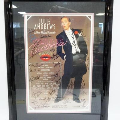 Sale Photo Thumbnail #123: 1123	FRAMED & MATTED JULIE ANDREWS POSTER *VICTOR VICTORIA* W/CAST MEMBER SIGNATURES, APPROXIMATELY 23 IN X 32 IN OVERALL
