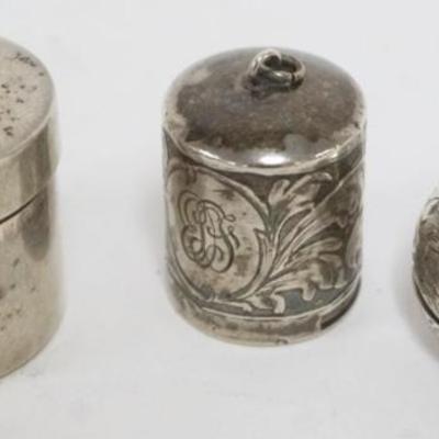 Sale Photo Thumbnail #194: 1194	STERLING SILVER COIN DISPENSER AND STAMP HOLDER, 1.5 OZT, TALLEST PIECE APPROXIMATELY 1 1/4 IN
