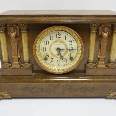 1003	SETH THOMAS MANTLE CLOCK, APPROXIMATELY 18 IN X7 IN X 11 IN HIGH
