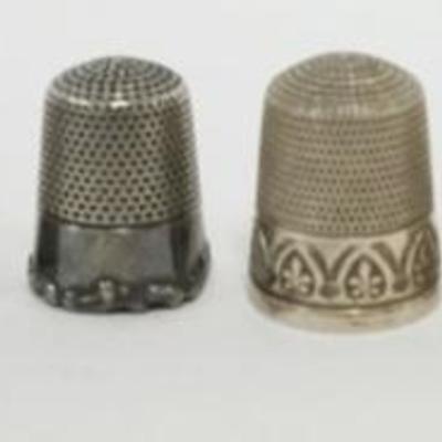 Sale Photo Thumbnail #215: 1215	8 STERLING THIMBLES, 1.2 OZT TOTAL WEIGHT
