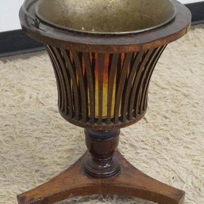 Sale Photo Thumbnail #259: 1259	WOOD PLANTER WITH BRASS INSERT, APPROXIMATELY 15 IN X 19 IN H
