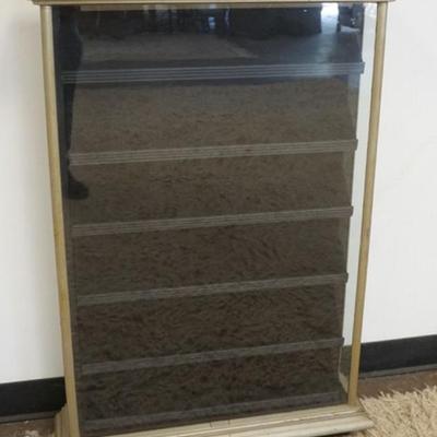 Sale Photo Thumbnail #261: 1261	NARROW NICKEL PLATED DISPLAY CABINET, W.H. GROVE, APPROXIMATELY 28 IN X 6 1/2 IN X 41 IN H
