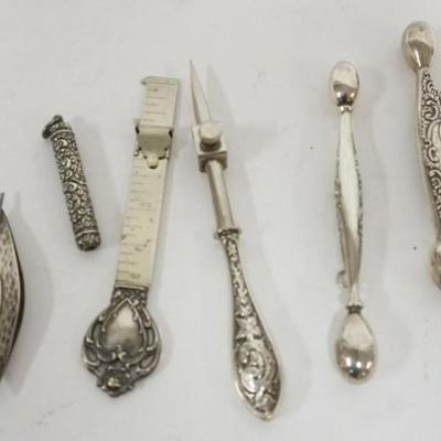 Sale Photo Thumbnail #223: 1223	ASSORTED STERLING SILVER SEWING ITEMS, 2.7 OZT TOTAL WEIGHT
