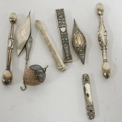 Sale Photo Thumbnail #224: 1224	ASSORTED STERLING SILVER SEWING ITEMS, 2.3 OZT TOTAL WEIGHT
