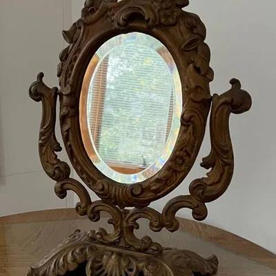 Antique Victorian Cast Iron Vanity Shaving Mirror
