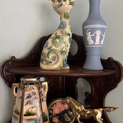 Myako Japan Vase, Inarco Japan Cat + More (Shelf Not Included)