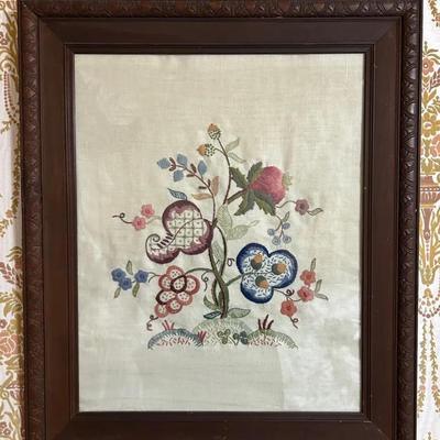 Framed Crewel Embroidery