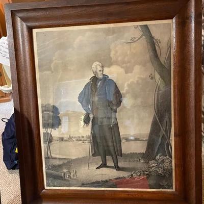 Framed Art Work Of Andrew Jackson Artist R.E.W. Earl Pinrit