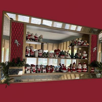 Vintage Christmas Shadow Box Display With Lefton, Napco, Goebel, Norcrest Decor