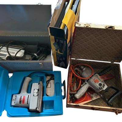 Corded Electric Drill, Dual Action Sander, Portable Tile Saw & Craftsman Sander