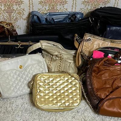 Collection Of Handbags And Clutches Featuring Leather Styles