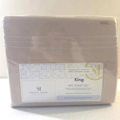 1800 Thread Count 4 Piece Set King Size  Beige Color
