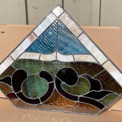 Handcrafted Stained Glass Panel – Abstract Ocean Wave Design #2