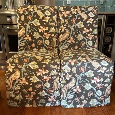 Slip Covered Armless Chairs 