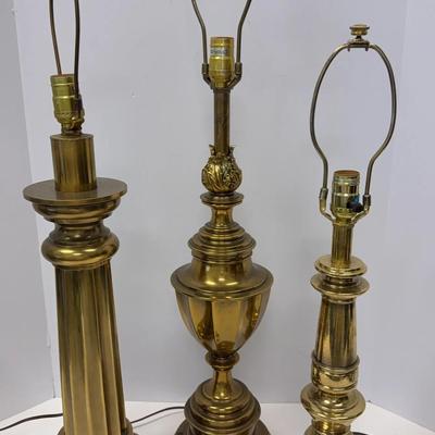 Sale Photo Thumbnail #81: Vintage Stiffel Solid Brass Table Lamps (3)