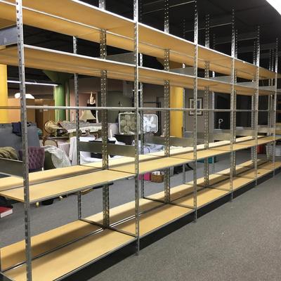 Sale Photo Thumbnail #86: High-Quality Galvanized Steel Shelving & Oak Rolling Ladders | Warehouse, Stockroom, or Retail