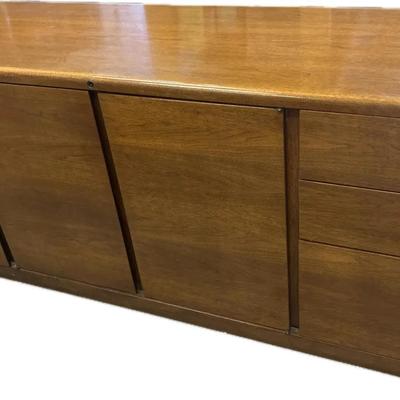 Sale Photo Thumbnail #55: Mid-Century Modern Walnut Credenza with Drawers & Cabinets
