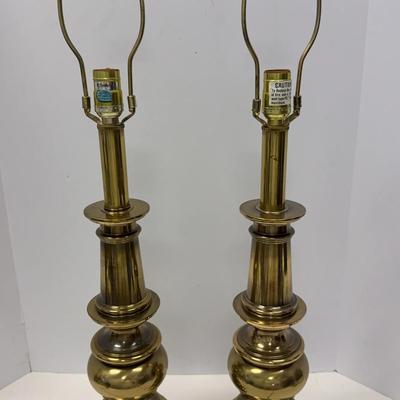 Sale Photo Thumbnail #82: Vintage Stiffel Solid Brass Table Lamps (2)