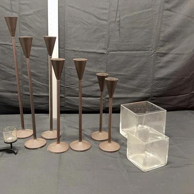 Voltage Candle Holders And  Square Glass Containers 