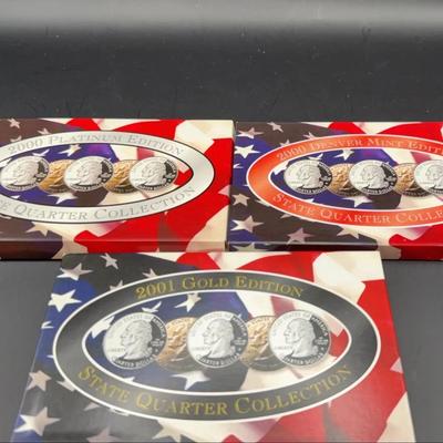 2000 Platinum, 2001 Gold, and 2000 Denver Mint State Quarter Collection