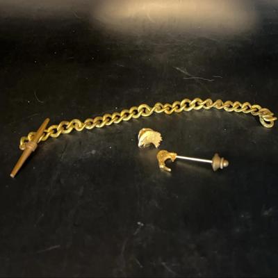 Gold Tone Bracelet, Eagle And Bird Pin