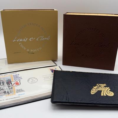Bicentennial U.S. Mint Lewis & Clark Coin and Pouch Set (2); 200th Anniversary Military Stamp Sets