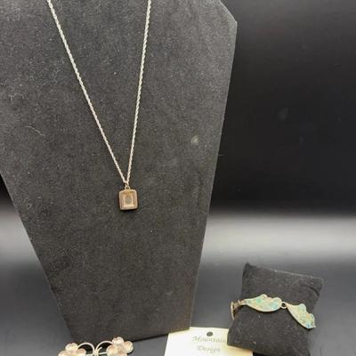 Sterling Silver Jewelry (bracelet, earrings, brooch, Necklace, pendant, And Trinket Box 