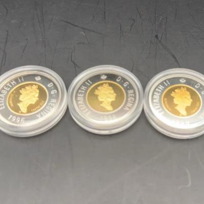1996 (2) Polar Bear Two Dollar Coin; 1999 Nunavut Two Dollar Proof Commemorative Coin