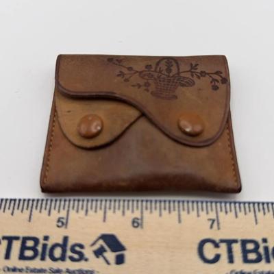 Vintage Leather And Metal Coin Purses, Wallet, Glasses Case