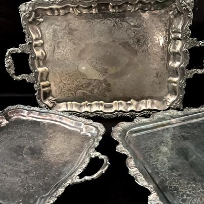 Silver Plated Platters, Lot Of 3