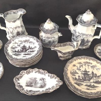 Ironstone Mulberry Corean and Cypress China Set With TeaService