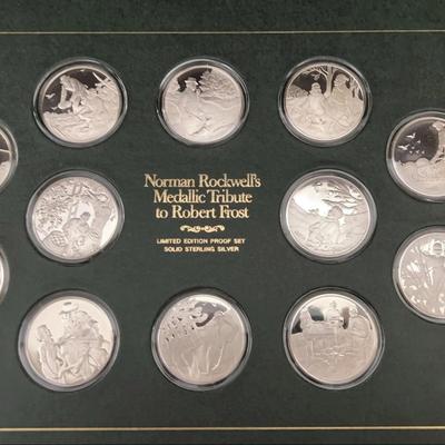 Norman Rockwell’s Medallic Tribute To Robert Frost- Limited Edition Proof Set Solid Sterling Silver