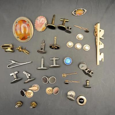 Lot Of Tie Tacks, Cuff Links, Pins And 2 Bolos