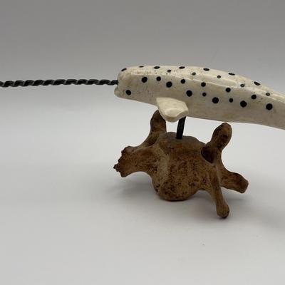 Tungiyan Narwal Walrus Ivory, Baleen, And Ossified Vertebrae Carving