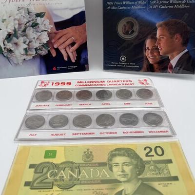 Royal Canadian Mint Coin Sets and Canadian $20 Bill