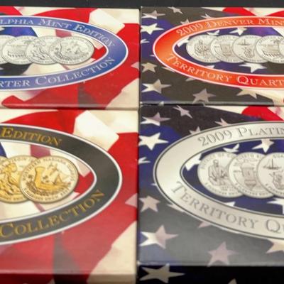 2009 Platinum, Gold, Philadelphia And Denver Mint Territory Quarter Collection