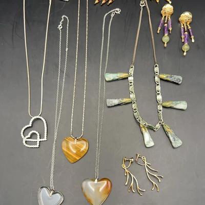 Heart Pendants, Earrings And Necklace