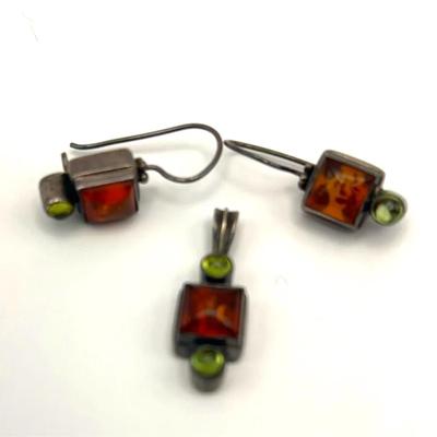 Sterling Silver Earrings And Pendant Set