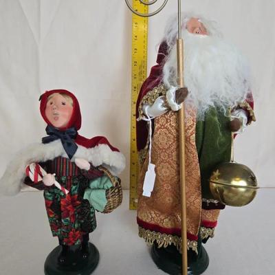 Signed Girl With Candy canes and basket, Victorian Father Christmas 